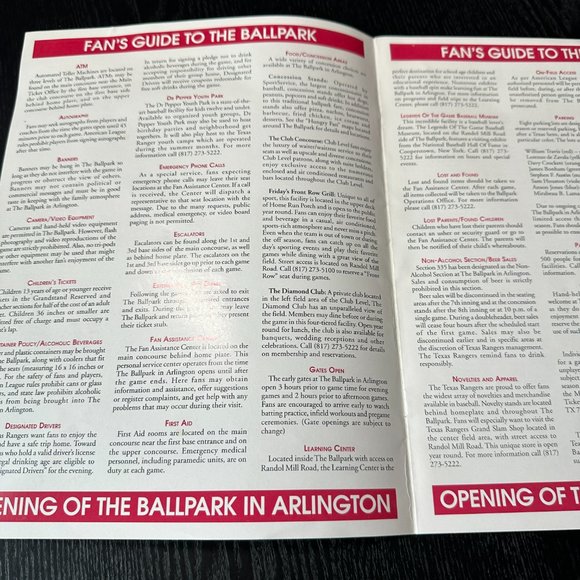 1st Game Program April 1, 1994 The Ballpark In Arlington - TX Rangers vs NY Mets - Picture 4 of 4